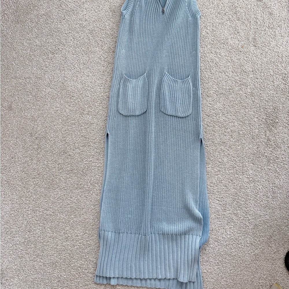 Free People Sleeveless Knit Maxi Dress in Soft Blue